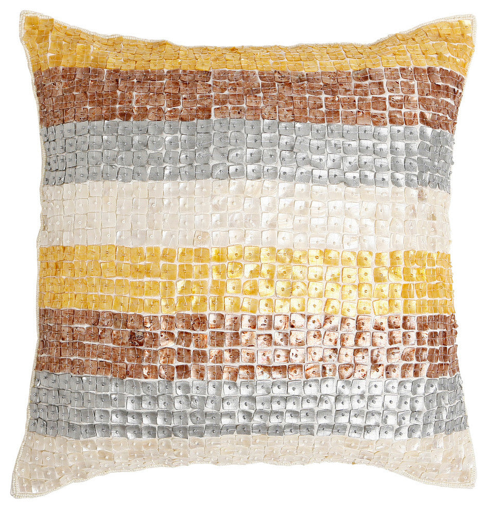 Striped Mother of Pearl Pillow, Multicolor