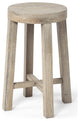 Cool Gray Whitewash Round Wooden Stool
