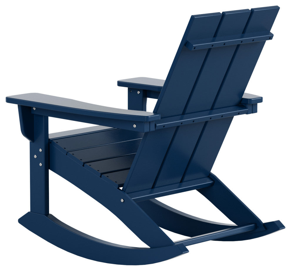 WestinTrends 4PC Modern Adirondack Outdoor Rocking Chair Set, Porch Rockers, Navy Blue