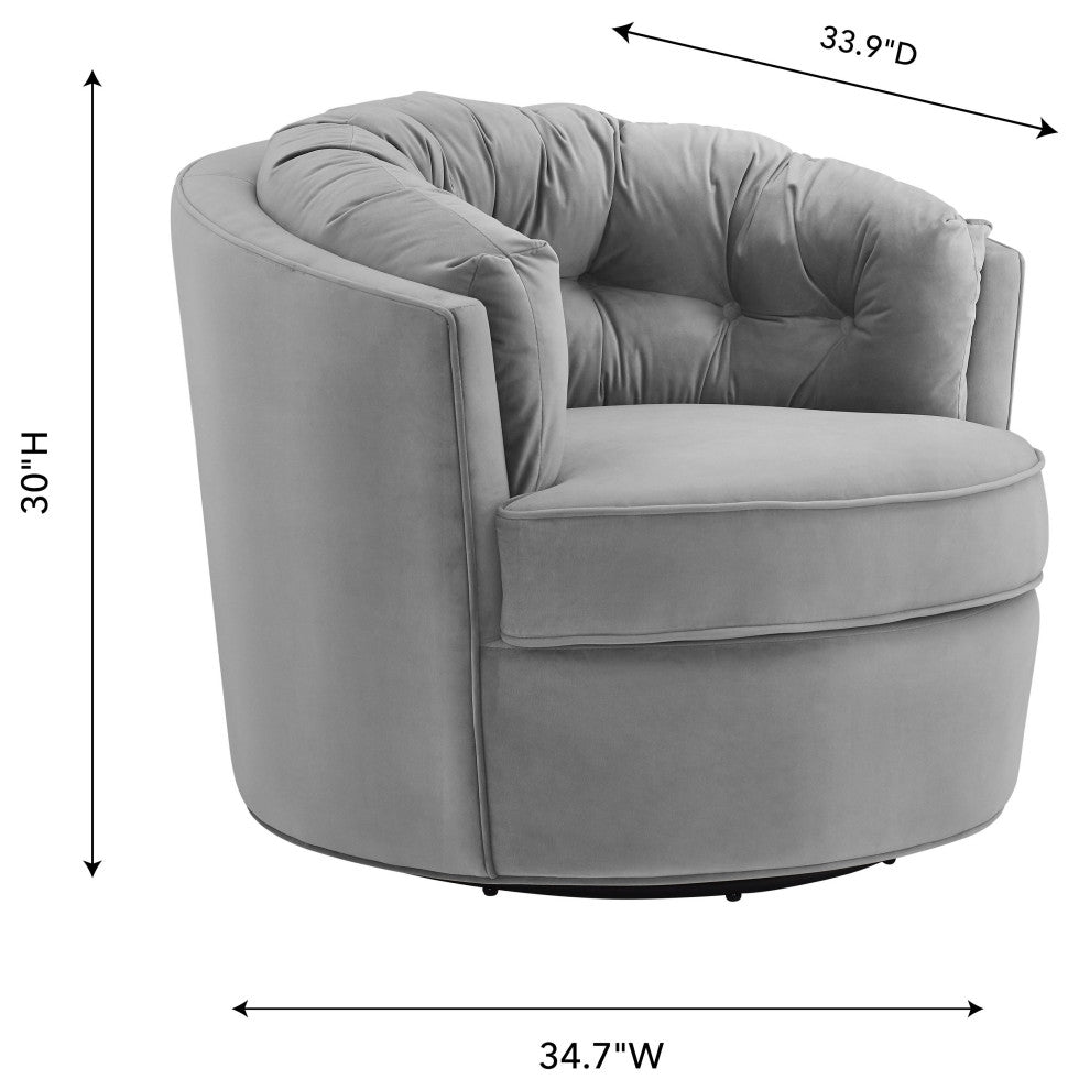 TOV Furniture Eloise Grey Velvet Swivel Chair