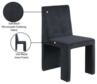 Benson Upholstered Dining Chair, Black, Microsuede Corduroy