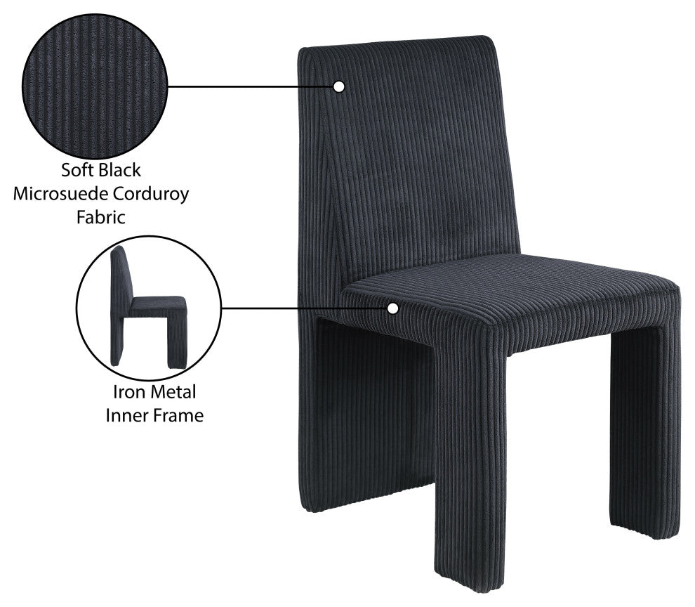 Benson Upholstered Dining Chair, Black, Microsuede Corduroy