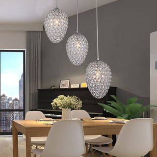 Lidwina Chrome 3-Light Pendant With Crystal Shade
