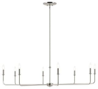 Pallas 52" XL 8-Light Round Chandelier With White Linen Shade, Polished Nickel