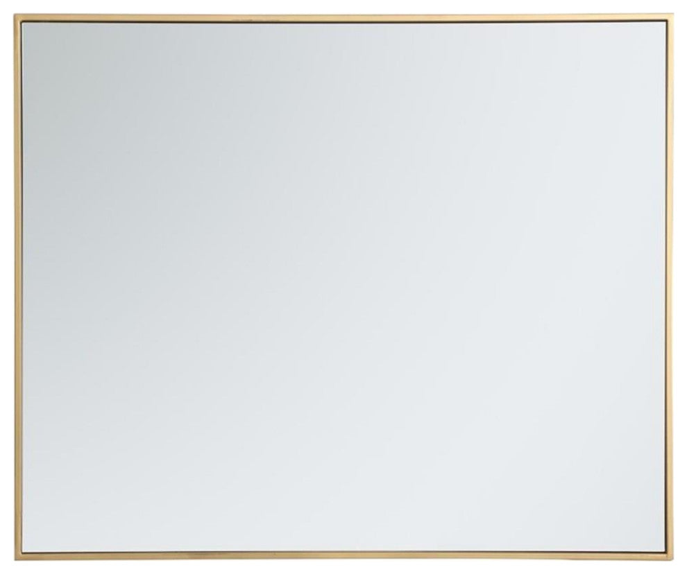 Elegant Decor Eternity 36" x 30" Contemporary Metal Frame Mirror in Brass