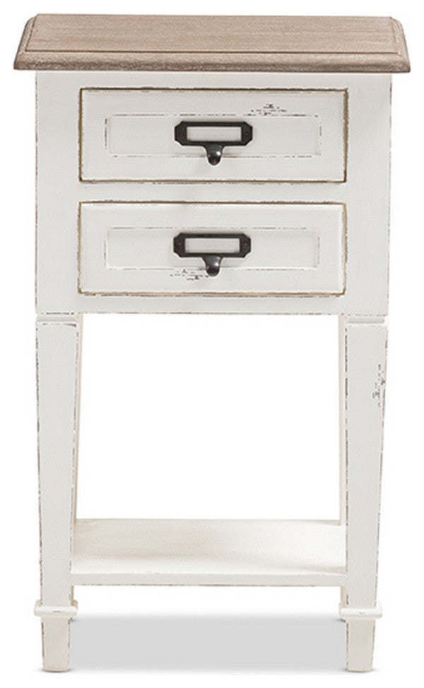 Urban Designs Weathered Oak White Wash Distressed Finish Wood Nightstand