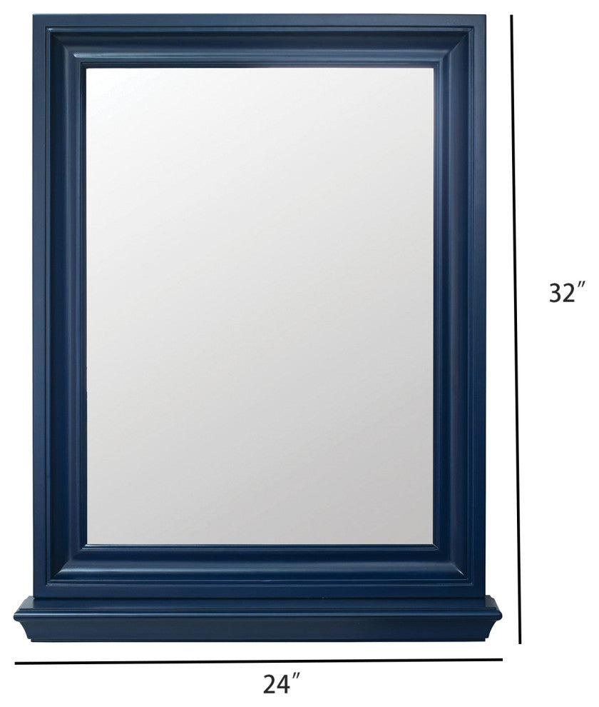Rectangular Framed Wall Mounted Bathroom Vanity Mirror, Blue;