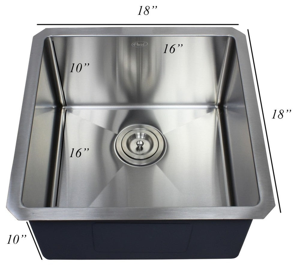 18" 16 Gauge Undermount Single Bowl Stainless Steel Sink Package