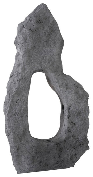 Colossal Cast Stone Sculpture, Single Hole, Charcoal Stone