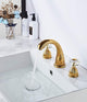 Lyon Widespread bathroom Sink Faucet Crystal Handles Mixer Gold