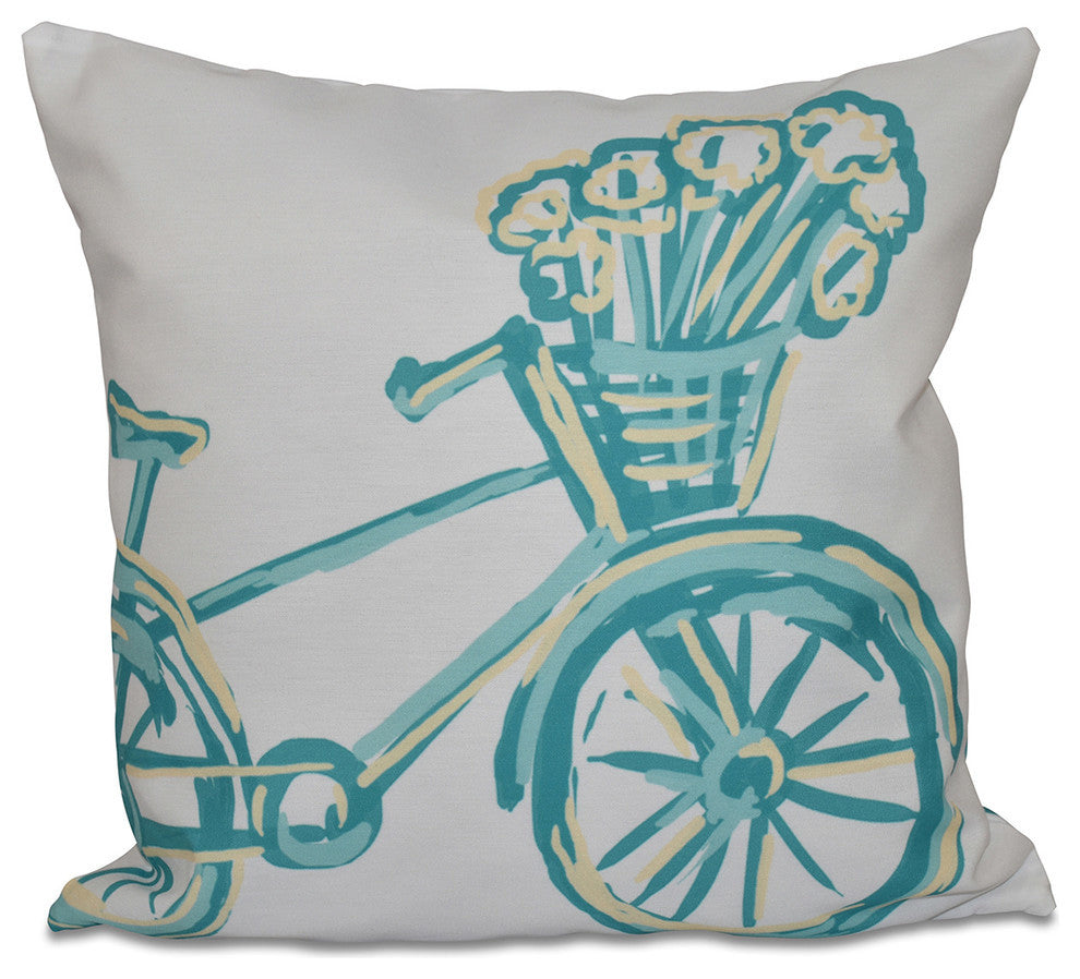 La Bicicleta Geometric Print Pillow, Jade, 20"x20"