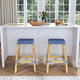 Tobias 30" Rectangular Rattan Barstool, Blue