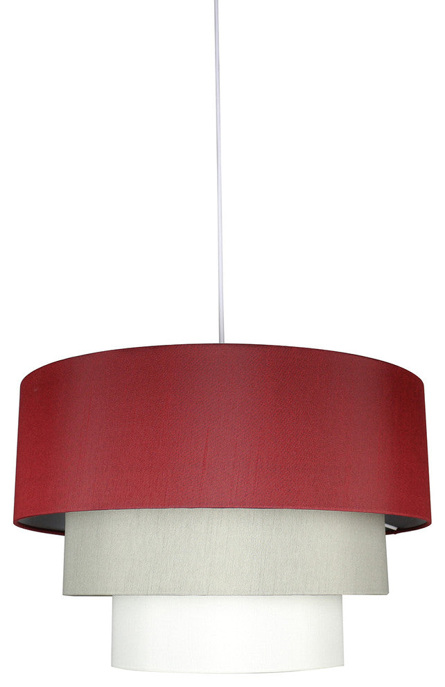 Renzo 3-tier Shade Pendant, 18"x12", Burgundy, Moss Gray, Eggshell