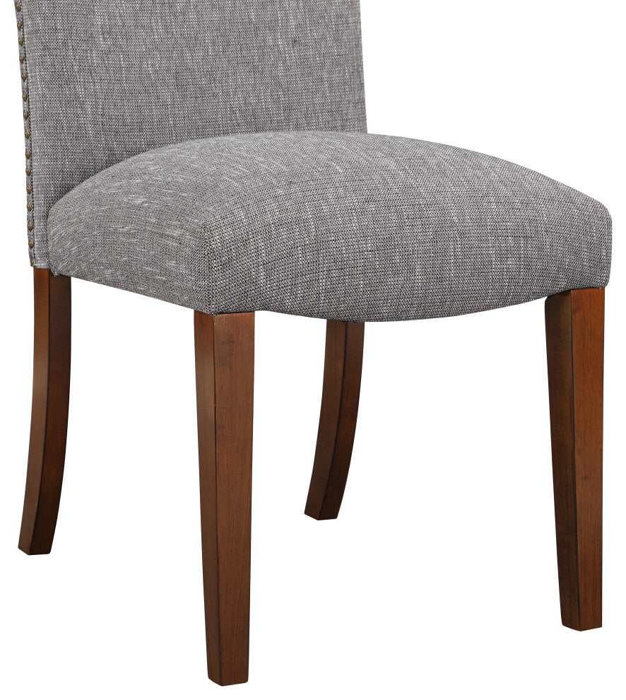 Salina Dining Chair in Performance Fabric with Nail Heads - set of 1, Ashen Grey