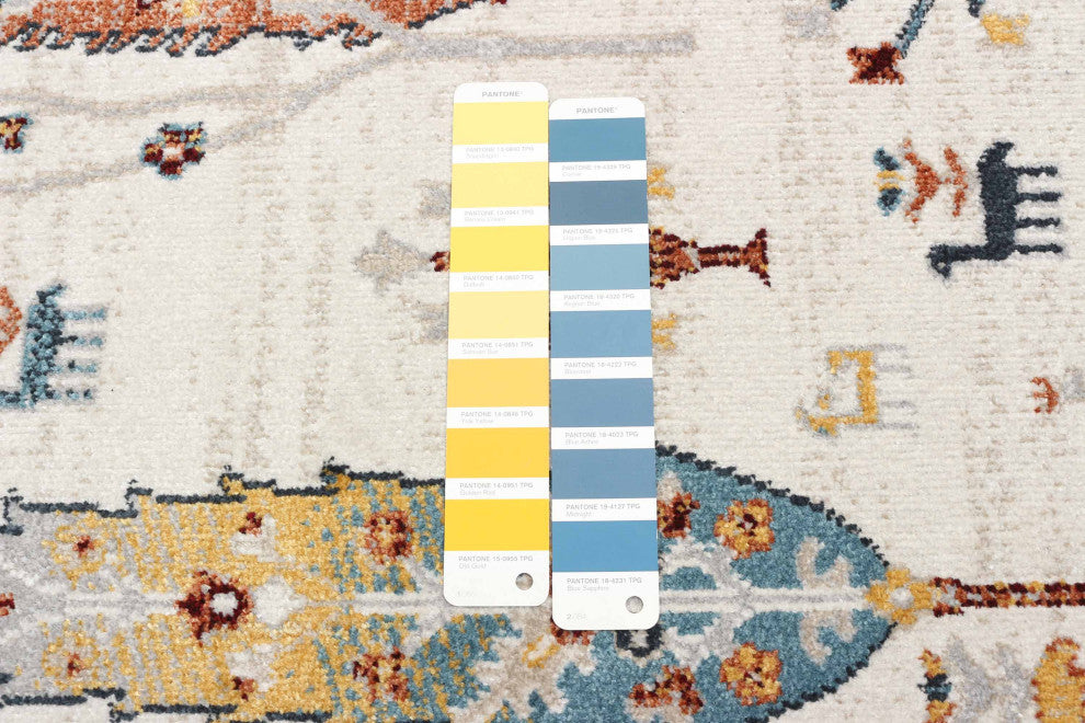 Aqua Pine Area Rug, Ivory, 2'6"x8'