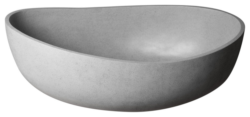 ALFI brand ABCO63TUB 63" Solid Concrete Gray Matte Oval Bathtub