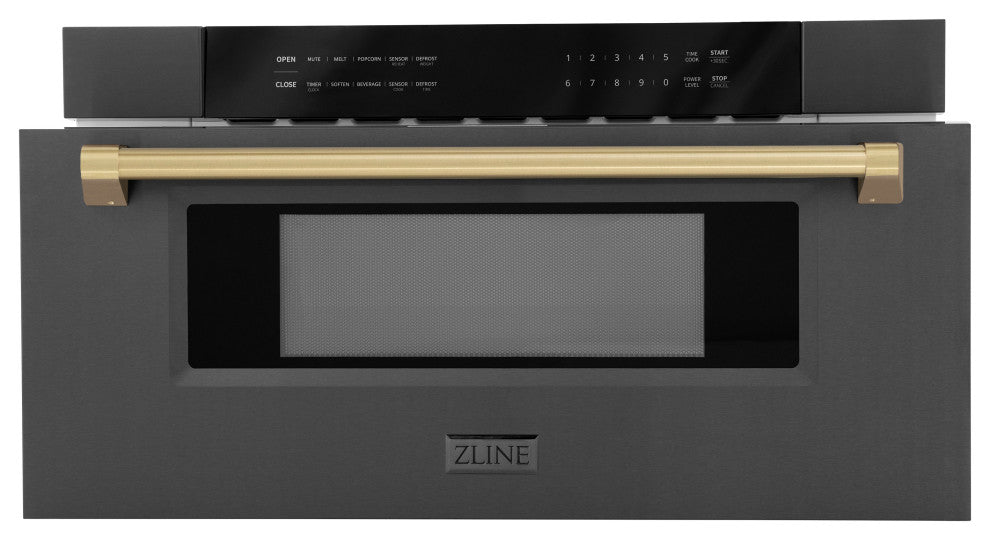 Microwave Drawer, Black Stainless Steel and Champagne Bronze, MWDZ-30-BS-CB