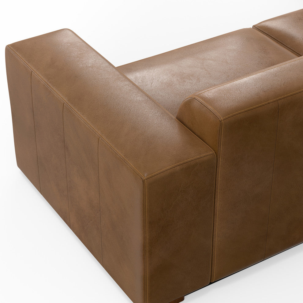 Rex Left Corner Sectional Modular Sofa with Ottoman in Genuine Leather
