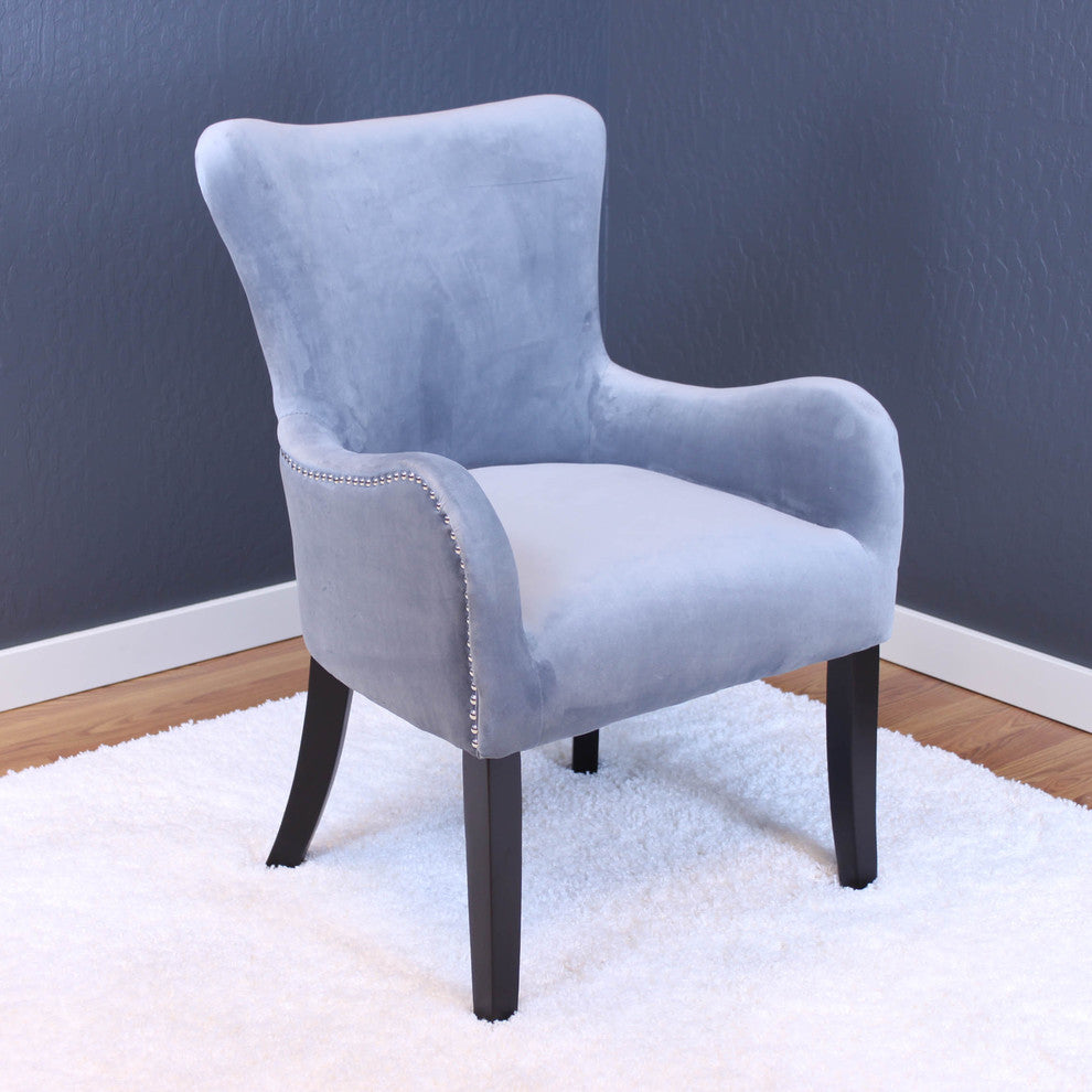 Aalten Velvet Arm Chair, Sharkfin Gray
