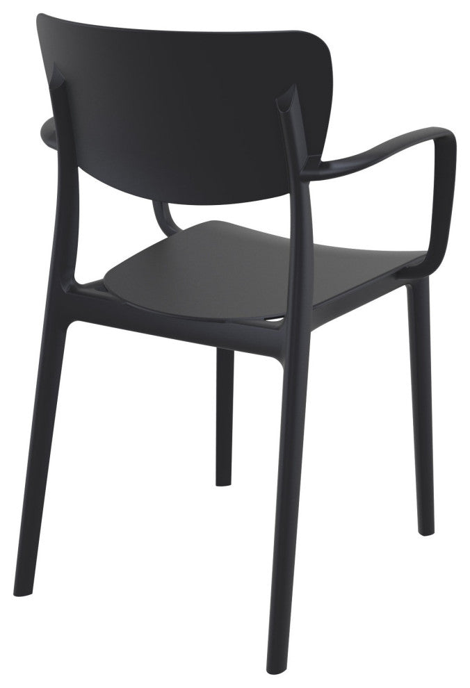 Lisa Outdoor Dining Arm Chair, Set of 2, Black