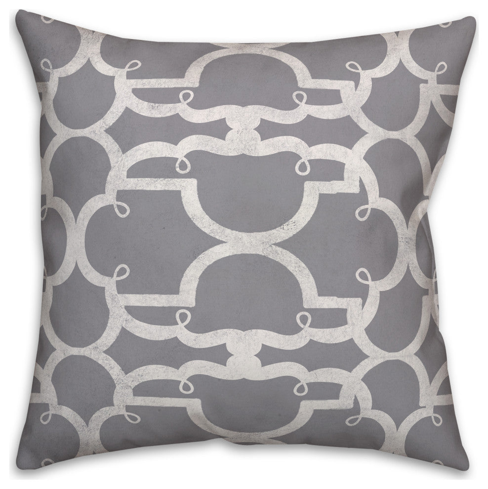 Gray Distressed Quatrefoil 18x18 Spun Poly Pillow