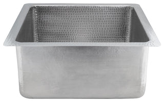 16" Square Hammered Copper Bar/Prep Sink in Nickel w/ 3.5" Drain Opening