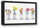Painted Flowers in Glass Jars Print 12x18 Black Floating Framed Canvas