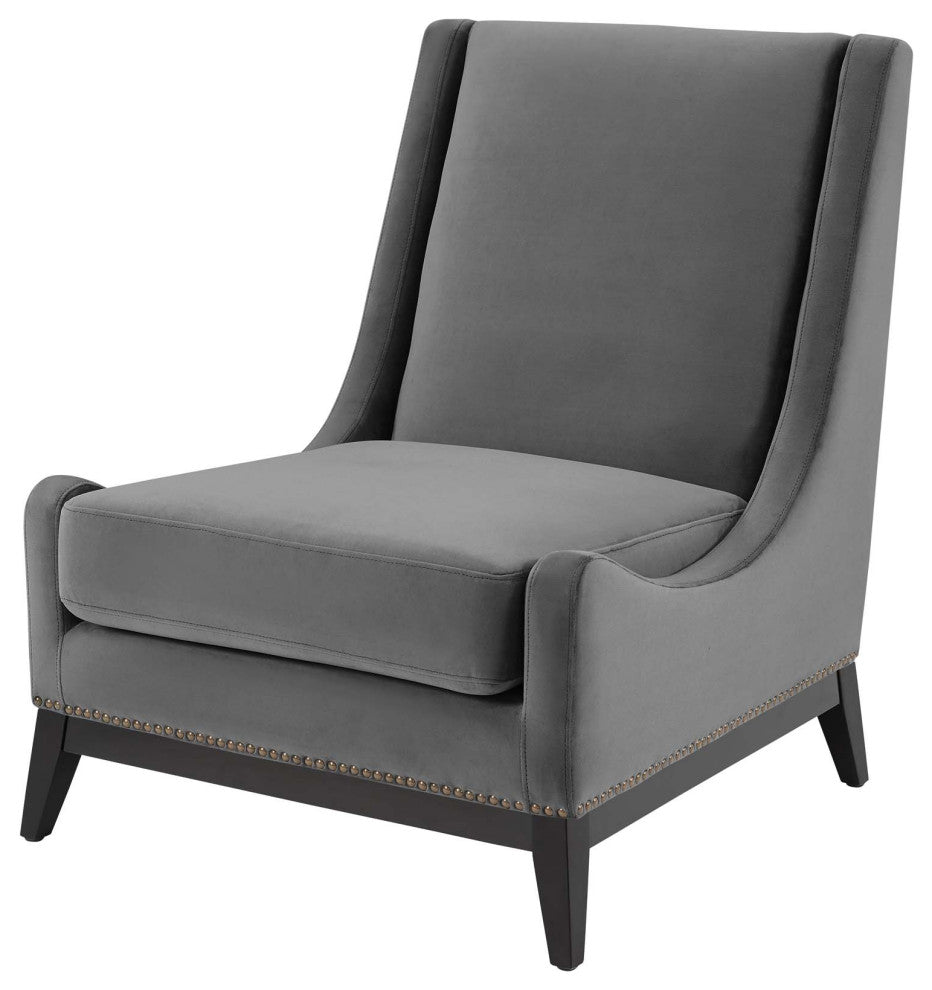 Armchair Accent Chair, Set of 2, Velvet, Gray, Modern, Lounge Hospitality