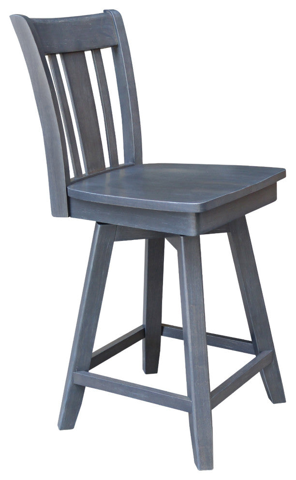 San Remo Counter Height Stool with 24 in. H Swivel Seat in Heather Gray