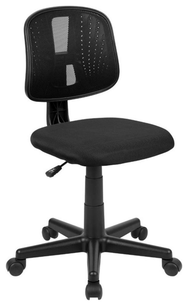 Pemberly Row Contemporary Pivot Mesh Back Office Swivel Chair in Black