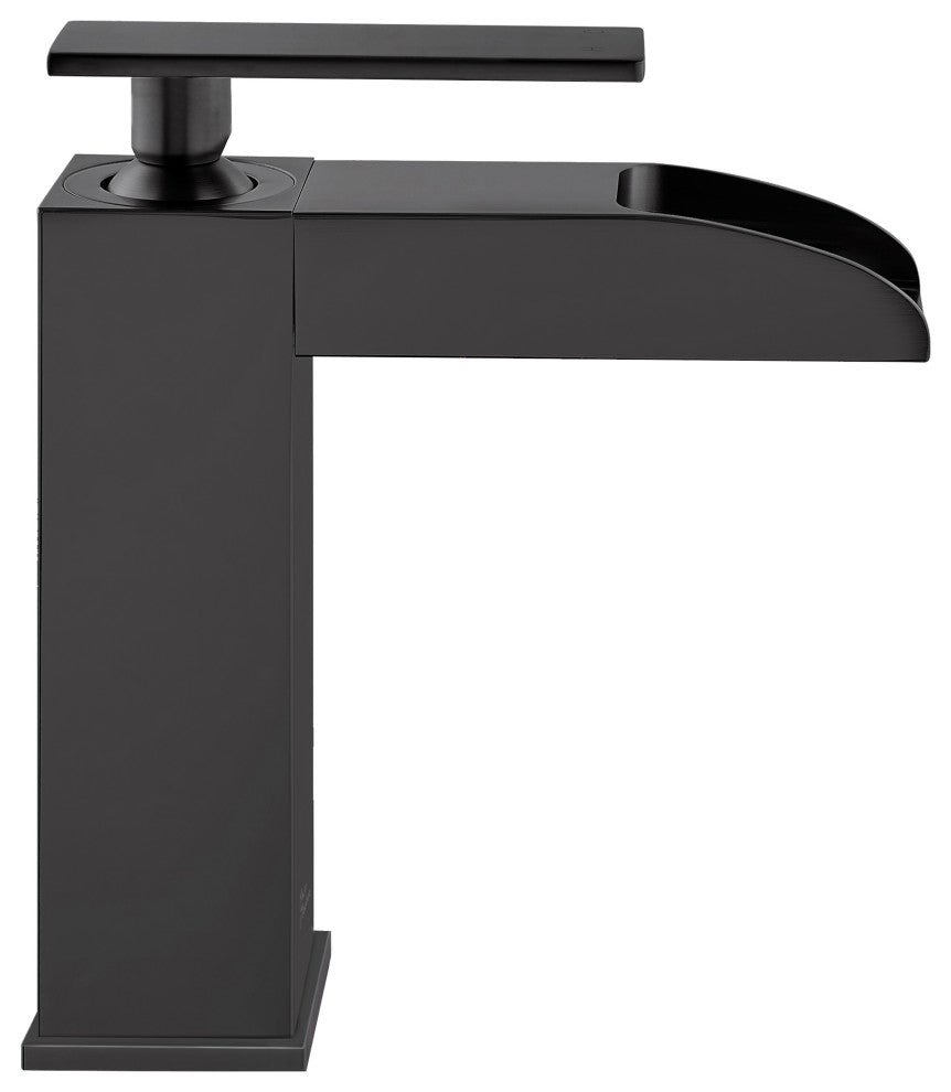 Concorde Single Hole, Waterfall Bathroom Faucet, Matte Black