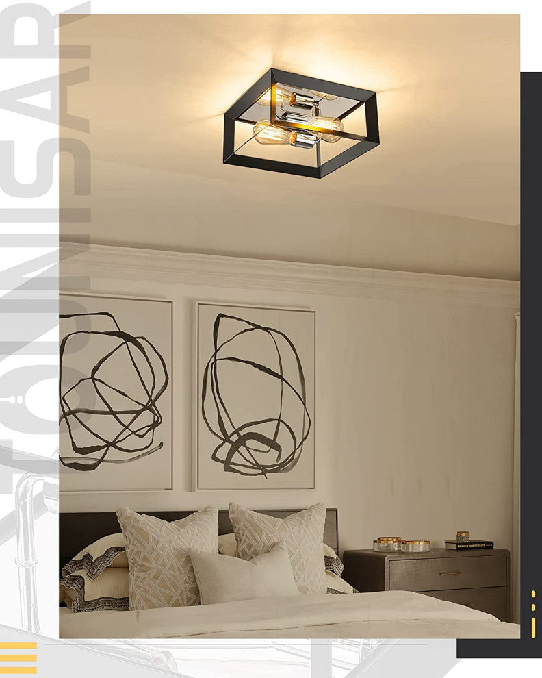 2 Light Modern Ceiling Lamp, Chrome
