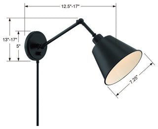 Crystorama MIT-A8020-MK, 1-Light Wall Mount, Matte Black