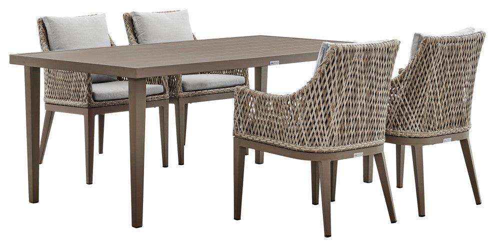 Grenada 5-Piece Gray Aluminum Outdoor Dining Set With Gray Fabric