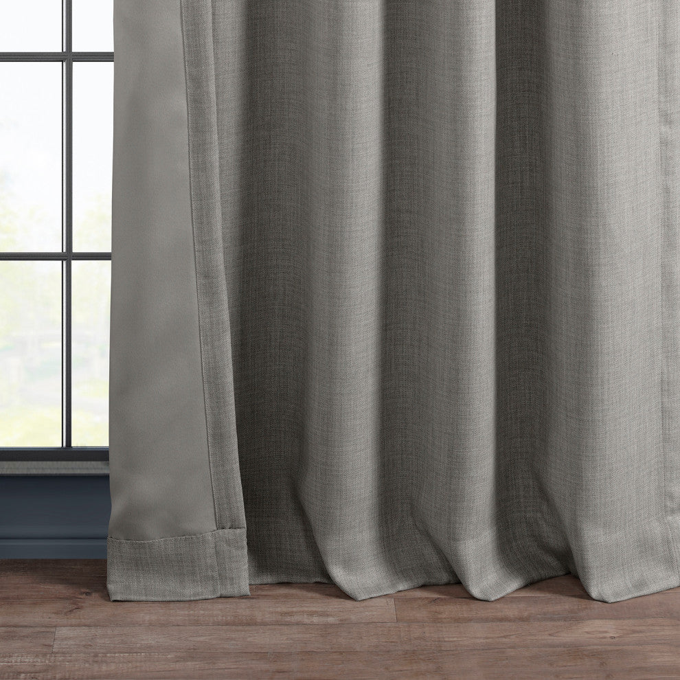 Faux Linen Darkening Curtain Single Panel, Clay, 50"x120"