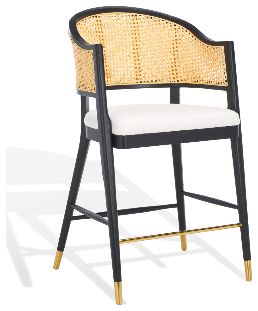 Safavieh Couture Rogue Rattan Barstool, Black/Natural