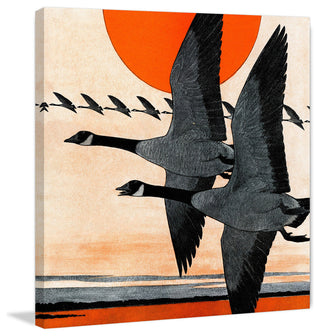 "Two Geese" Painting Print on Wrapped Canvas