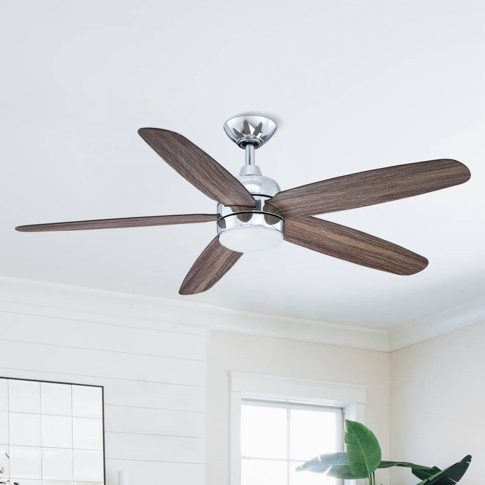 52" Indoor LED Ceiling Fan with Remote Control, Reversible Motor