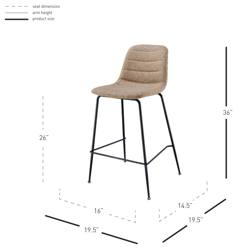 Caleb Fabric Counter Stool, Set of 4, Penta Linen