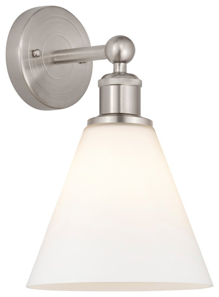 Berkshire 1-Light 8" Sconce, Satin Nickel Finish, Matte White Shade