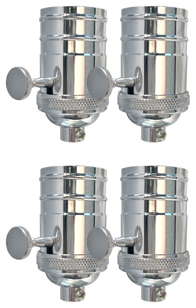 Royal Designs, Inc. On/Off Turn Knob Lamp Socket, Polished Nickel, Set of 4