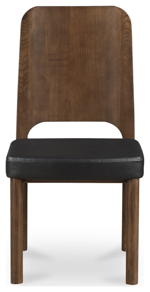 Kerr Dining Chair Walnut Stained Black Vegan Leather-Set of Two