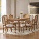 Bonview Fabric Upholstered Wood and Cane Expandable 7-Piece Dining Set, Natural Brown/Beige