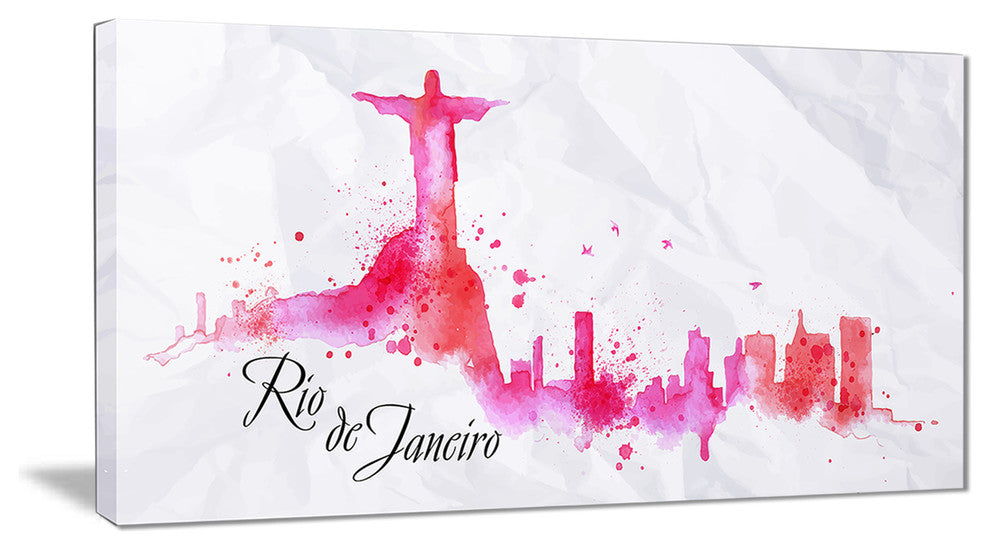 "Rio de Janeiro Red Silhouette" Canvas Print