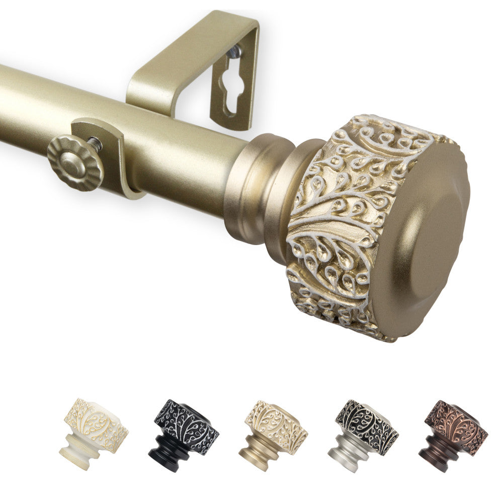 Lucinda 1" Curtain Rod, Light Gold, 28-48"