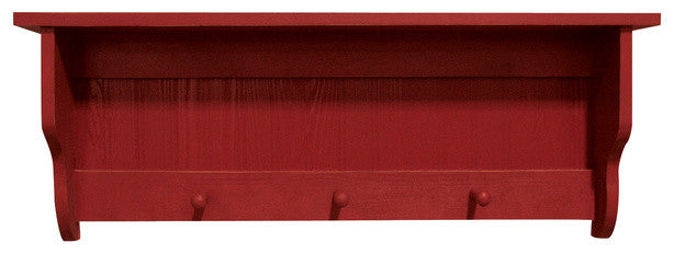 Pine Shelf With Pegs, Old Red