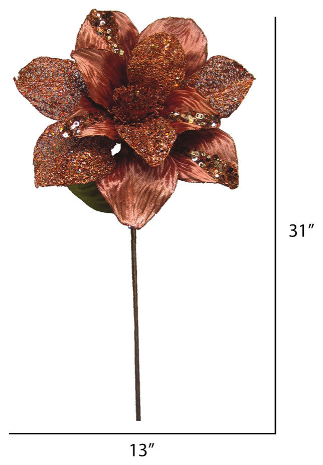 Vickerman O146215 31" Chocolate Glitter Magnolia Artificial Christmas Pick