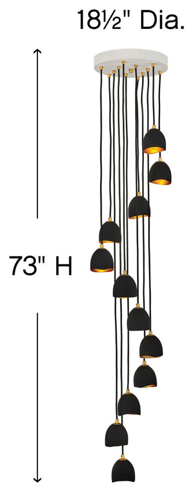 Hinkley Nula Large Multi Tier Pendant, Shell Black