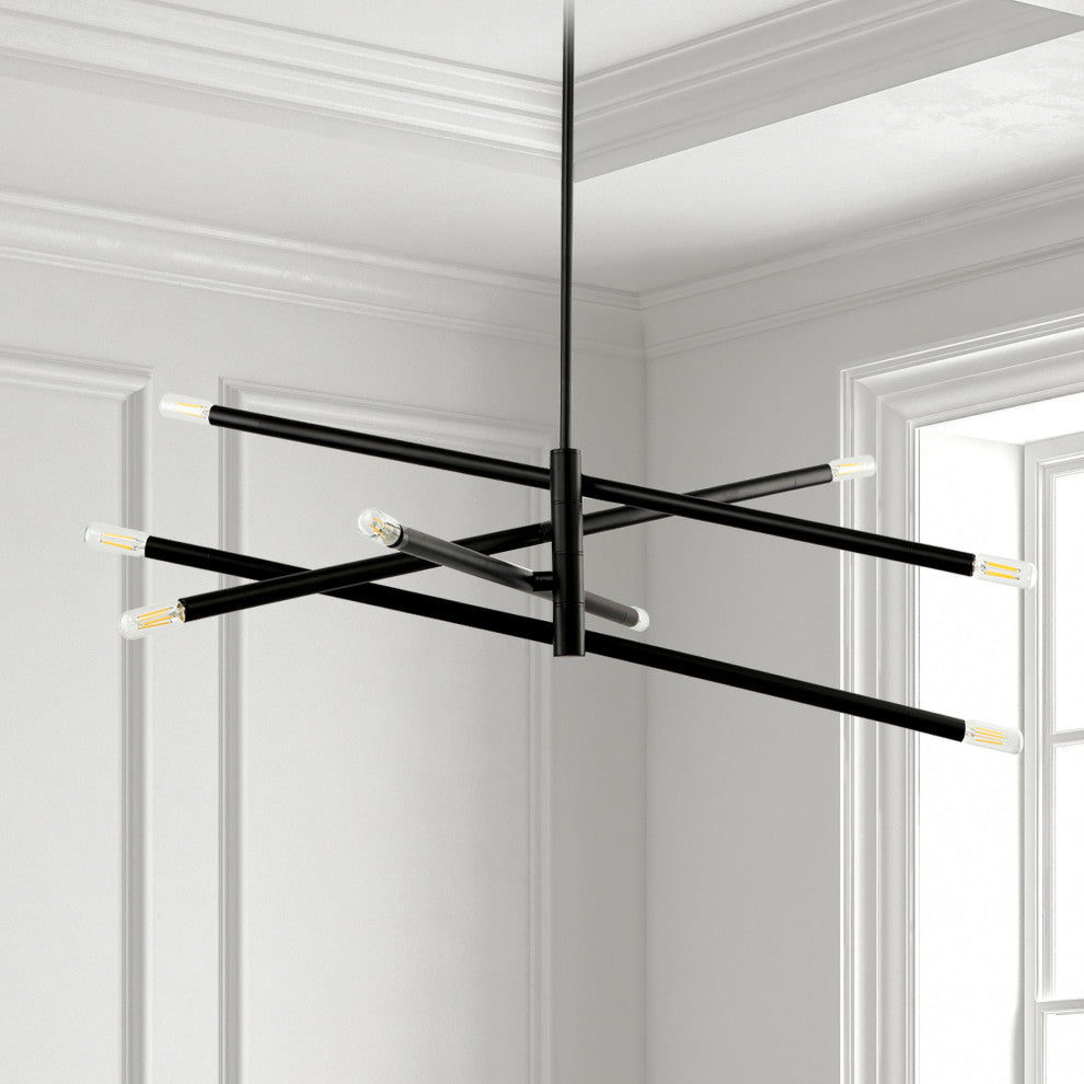 8-Light Pendant, Matte Black