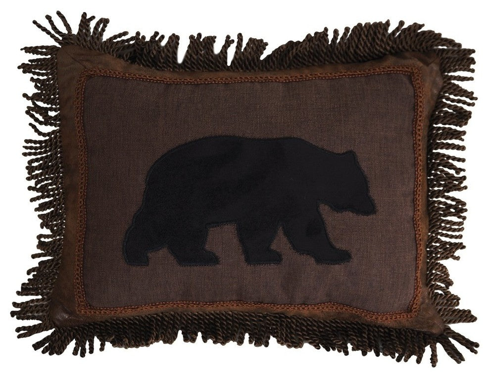 Carstens Black Bear Fringe Throw Pillow, 16"x20"